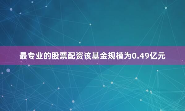 最专业的股票配资该基金规模为0.49亿元